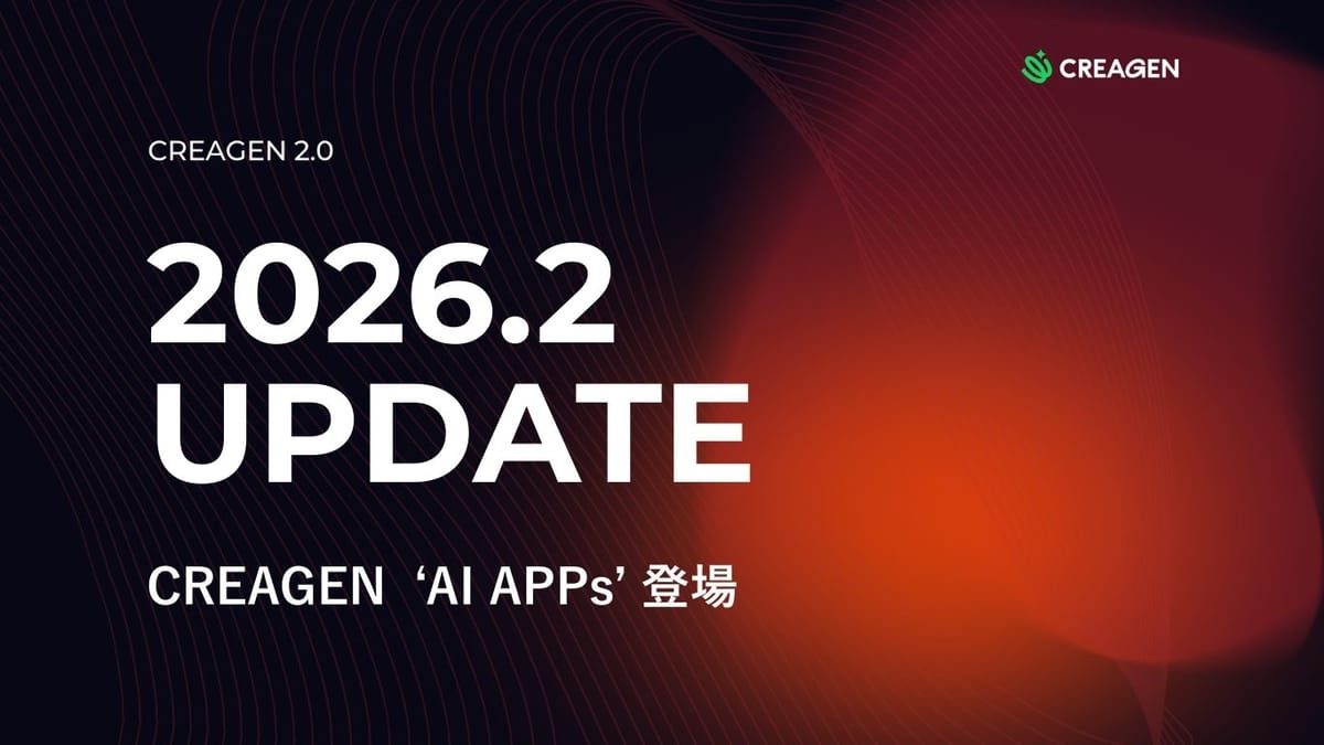CREAGENアップデート | 「販売特化」マーケティングコンテンツ生成のための「AIアプリ」機能リリース